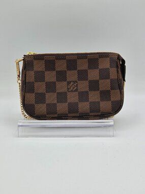 Louis Vuitton Mini Pochette Accessories – Damier Ebene | Chain Wristlet |